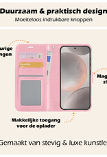 Nomfy Hoesje Geschikt voor Samsung S24 Hoes Bookcase Flipcase Book Cover - Hoes Geschikt voor Samsung Galaxy S24 Hoesje Book Case - Lichtroze