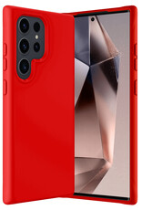Nomfy Hoesje Geschikt voor Samsung S24 Ultra Hoesje Siliconen Cover Case - Hoes Geschikt voor Samsung Galaxy S24 Ultra Hoes Back Case - Rood