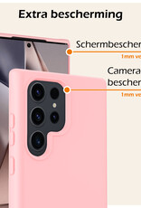 Nomfy Hoesje Geschikt voor Samsung S24 Ultra Hoesje Siliconen Cover Case - Hoes Geschikt voor Samsung Galaxy S24 Ultra Hoes Back Case - Lichtroze