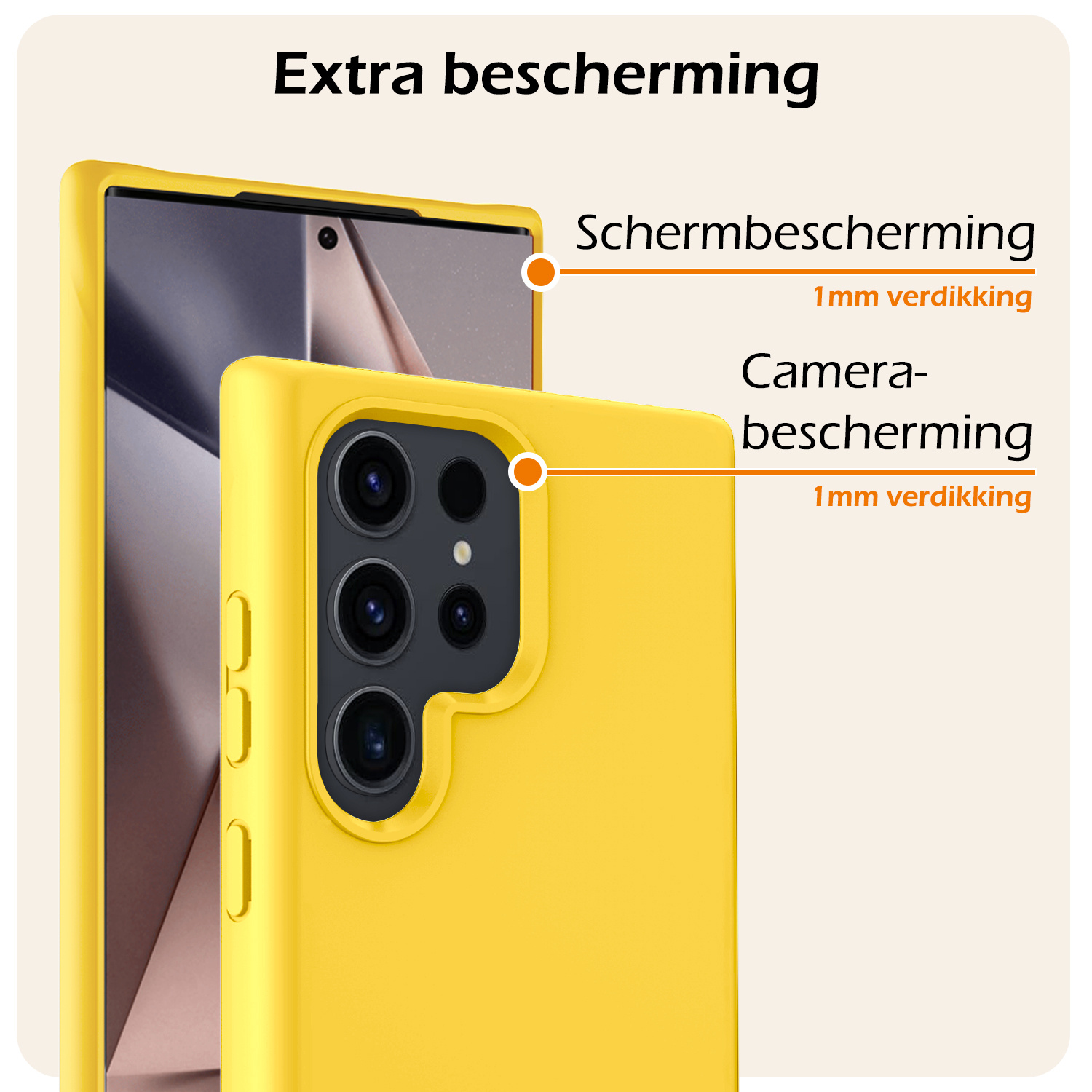 Nomfy Hoesje Geschikt voor Samsung S24 Ultra Hoesje Siliconen Cover Case - Hoes Geschikt voor Samsung Galaxy S24 Ultra Hoes Back Case - Geel