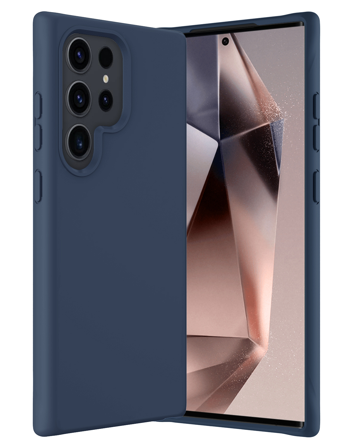 Nomfy Hoesje Geschikt voor Samsung S24 Ultra Hoesje Siliconen Cover Case - Hoes Geschikt voor Samsung Galaxy S24 Ultra Hoes Back Case - Donkerblauw