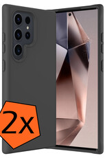 Nomfy Hoesje Geschikt voor Samsung S24 Ultra Hoesje Siliconen Cover Case - Hoes Geschikt voor Samsung Galaxy S24 Ultra Hoes Back Case - 2-PACK - Zwart