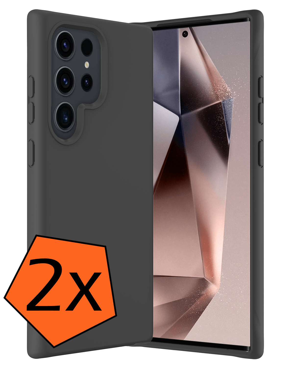 Nomfy Hoesje Geschikt voor Samsung S24 Ultra Hoesje Siliconen Cover Case - Hoes Geschikt voor Samsung Galaxy S24 Ultra Hoes Back Case - 2-PACK - Zwart