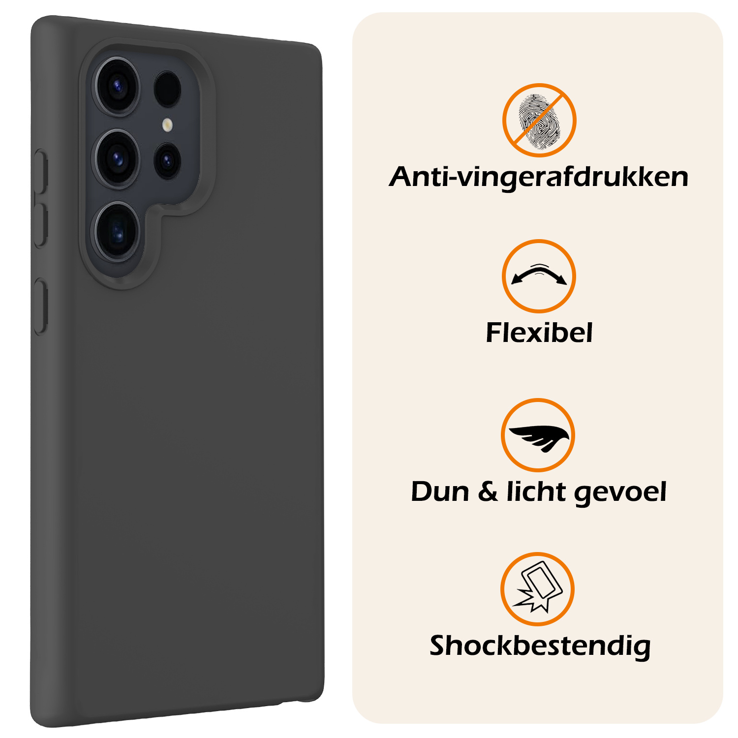 Nomfy Hoesje Geschikt voor Samsung S24 Ultra Hoesje Siliconen Cover Case - Hoes Geschikt voor Samsung Galaxy S24 Ultra Hoes Back Case - 2-PACK - Zwart