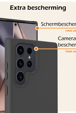 Nomfy Hoesje Geschikt voor Samsung S24 Ultra Hoesje Siliconen Cover Case - Hoes Geschikt voor Samsung Galaxy S24 Ultra Hoes Back Case - 2-PACK - Zwart