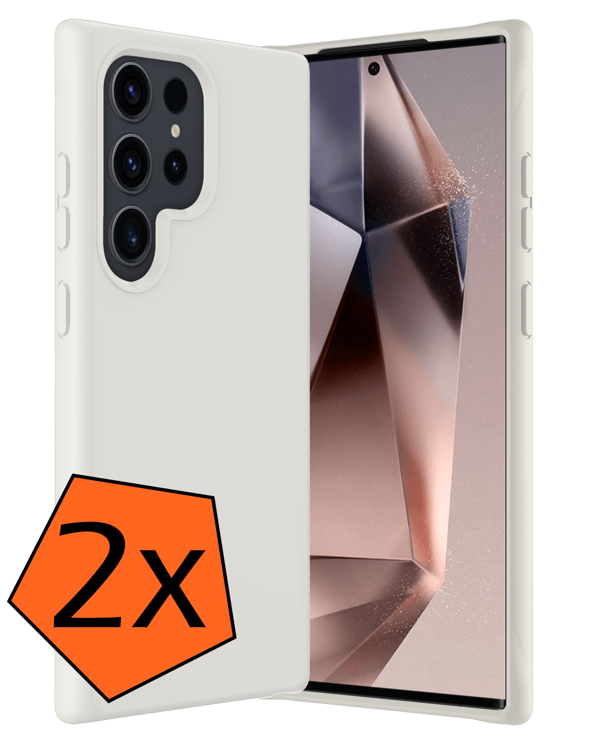 Nomfy Hoesje Geschikt voor Samsung S24 Ultra Hoesje Siliconen Cover Case - Hoes Geschikt voor Samsung Galaxy S24 Ultra Hoes Back Case - 2-PACK - Wit