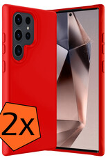 Nomfy Hoesje Geschikt voor Samsung S24 Ultra Hoesje Siliconen Cover Case - Hoes Geschikt voor Samsung Galaxy S24 Ultra Hoes Back Case - 2-PACK - Rood