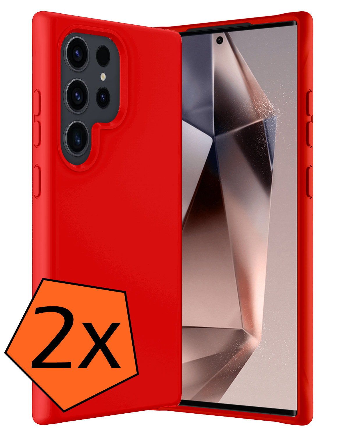 Nomfy Hoesje Geschikt voor Samsung S24 Ultra Hoesje Siliconen Cover Case - Hoes Geschikt voor Samsung Galaxy S24 Ultra Hoes Back Case - 2-PACK - Rood