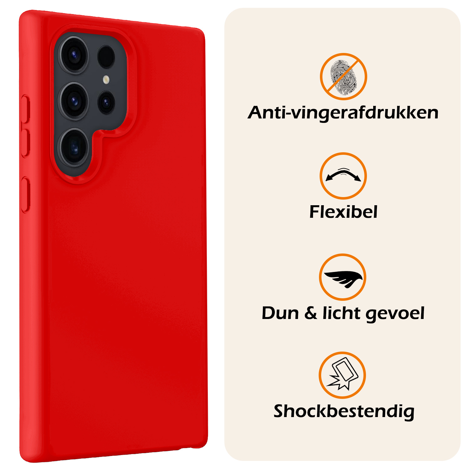 Nomfy Hoesje Geschikt voor Samsung S24 Ultra Hoesje Siliconen Cover Case - Hoes Geschikt voor Samsung Galaxy S24 Ultra Hoes Back Case - 2-PACK - Rood