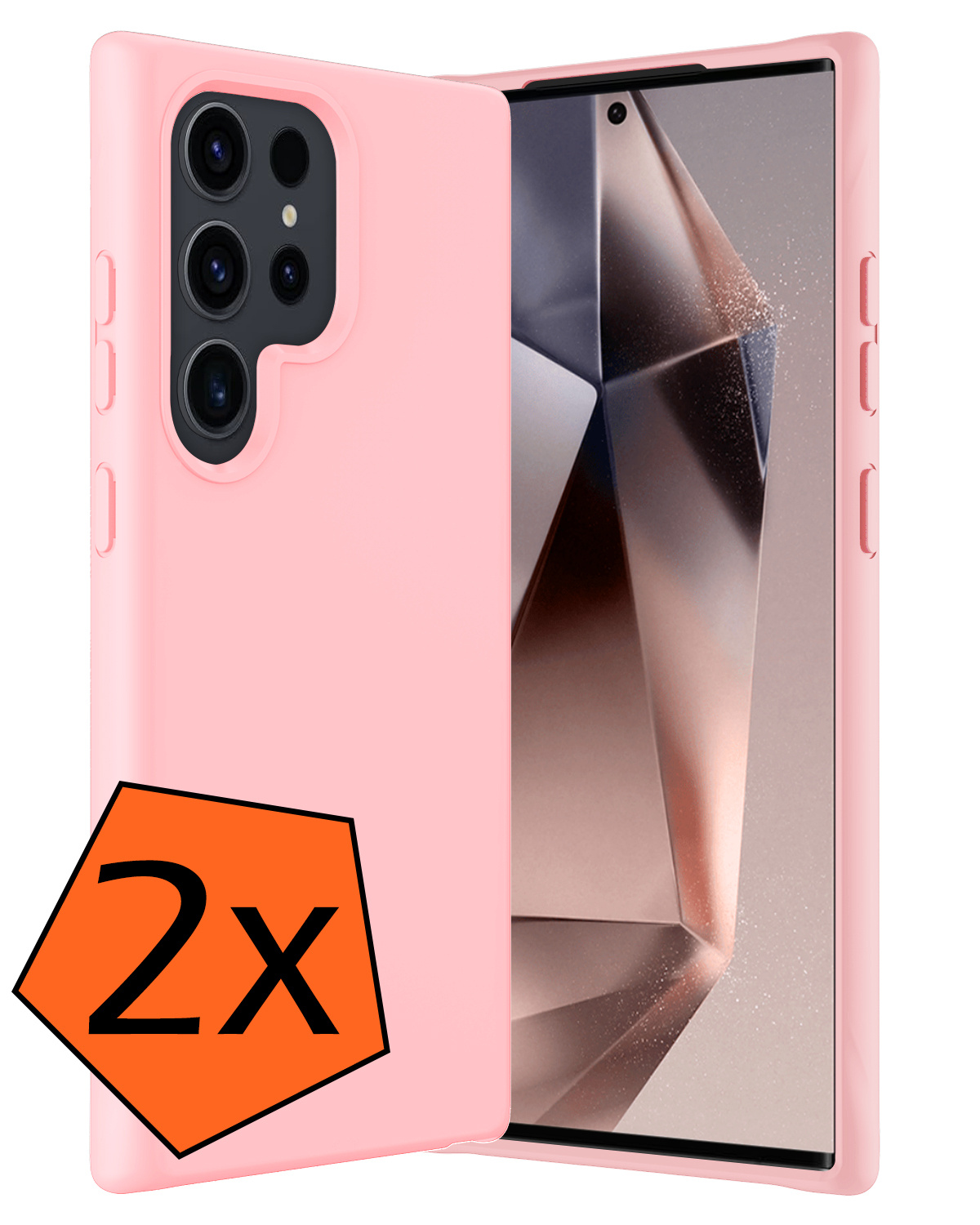 Nomfy Hoesje Geschikt voor Samsung S24 Ultra Hoesje Siliconen Cover Case - Hoes Geschikt voor Samsung Galaxy S24 Ultra Hoes Back Case - 2-PACK - Lichtroze