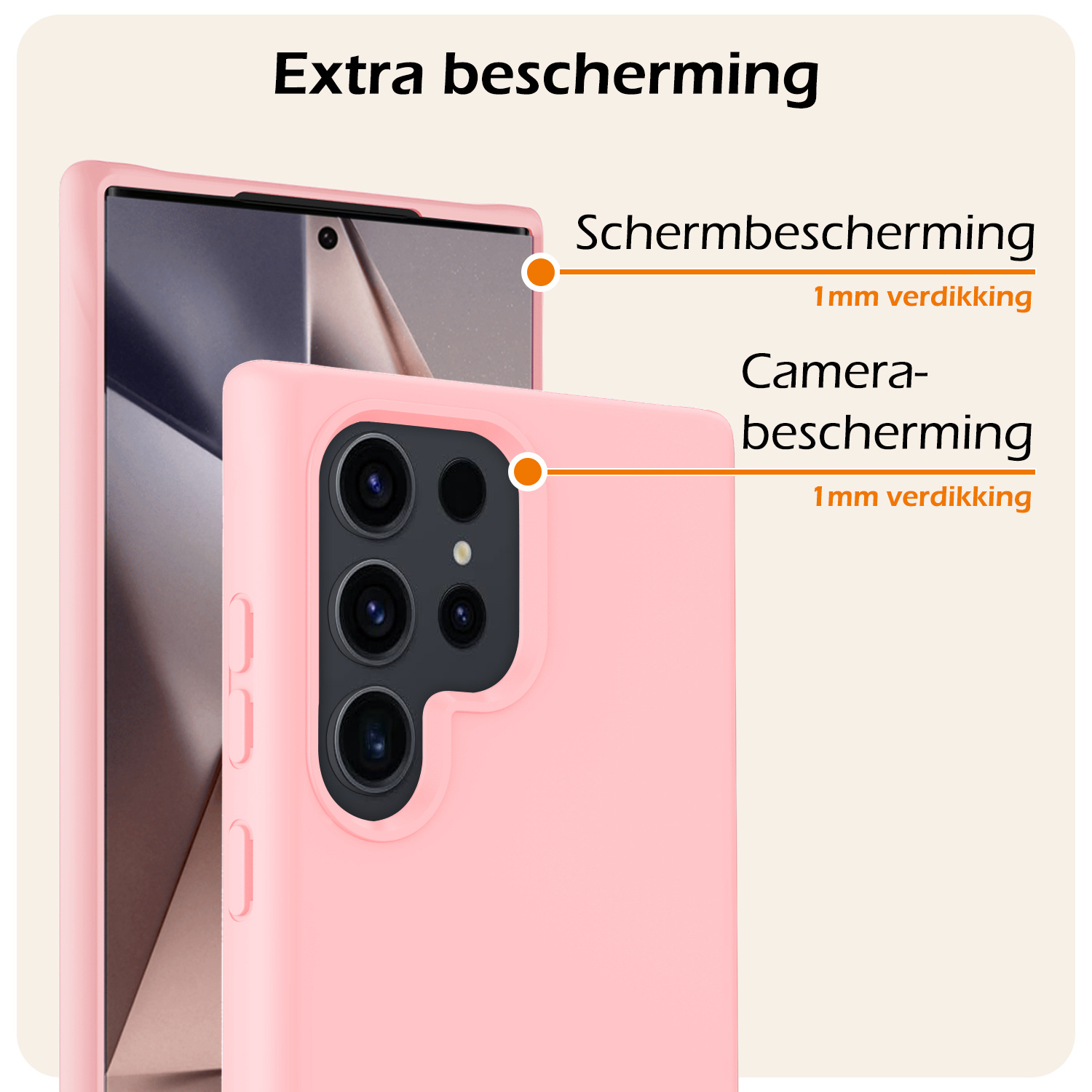 Nomfy Hoesje Geschikt voor Samsung S24 Ultra Hoesje Siliconen Cover Case - Hoes Geschikt voor Samsung Galaxy S24 Ultra Hoes Back Case - 2-PACK - Lichtroze