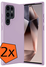 Nomfy Hoesje Geschikt voor Samsung S24 Ultra Hoesje Siliconen Cover Case - Hoes Geschikt voor Samsung Galaxy S24 Ultra Hoes Back Case - 2-PACK - Lila