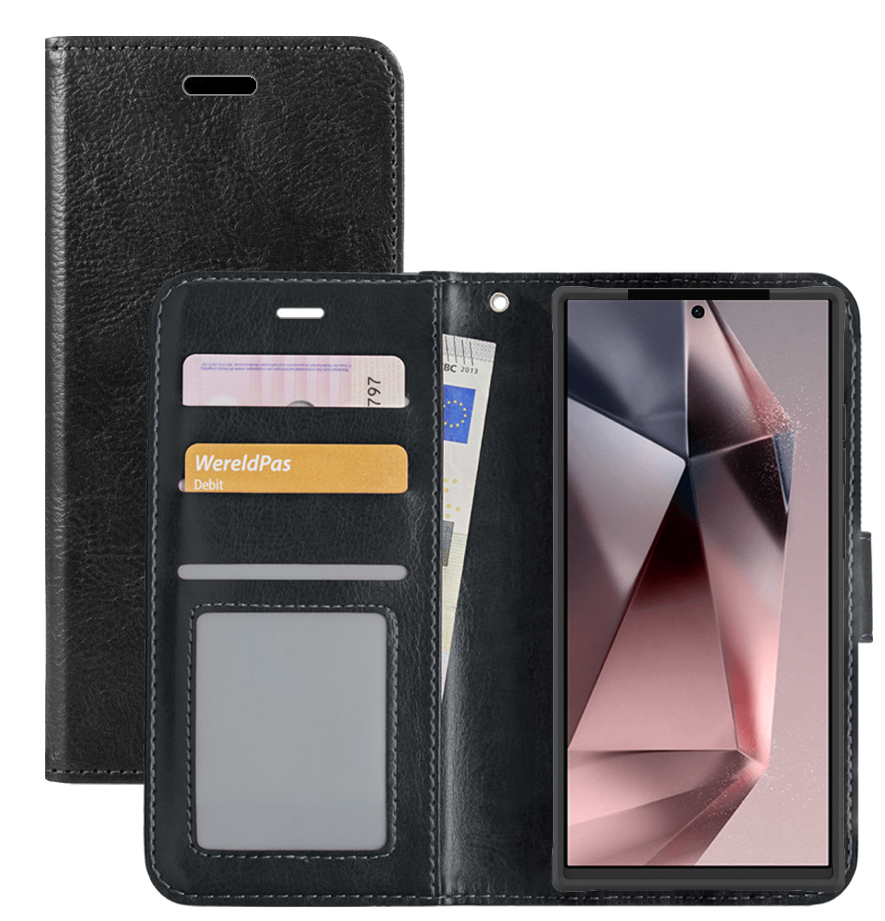 NoXx Hoes Geschikt voor Samsung S24 Ultra Hoesje Book Case Hoes Flip Cover Wallet Bookcase - Zwart