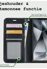 BASEY. Hoes Geschikt voor Samsung S24 Ultra Hoesje Bookcase Hoes Flip Case Book Cover - Hoesje Geschikt voor Samsung Galaxy S24 Ultra Hoes Book Case Hoesje - Zwart