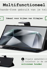 BASEY. Hoes Geschikt voor Samsung S24 Ultra Hoesje Bookcase Hoes Flip Case Book Cover - Hoesje Geschikt voor Samsung Galaxy S24 Ultra Hoes Book Case Hoesje - Zwart