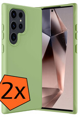 Nomfy Hoesje Geschikt voor Samsung S24 Ultra Hoesje Siliconen Cover Case - Hoes Geschikt voor Samsung Galaxy S24 Ultra Hoes Back Case - 2-PACK - Groen