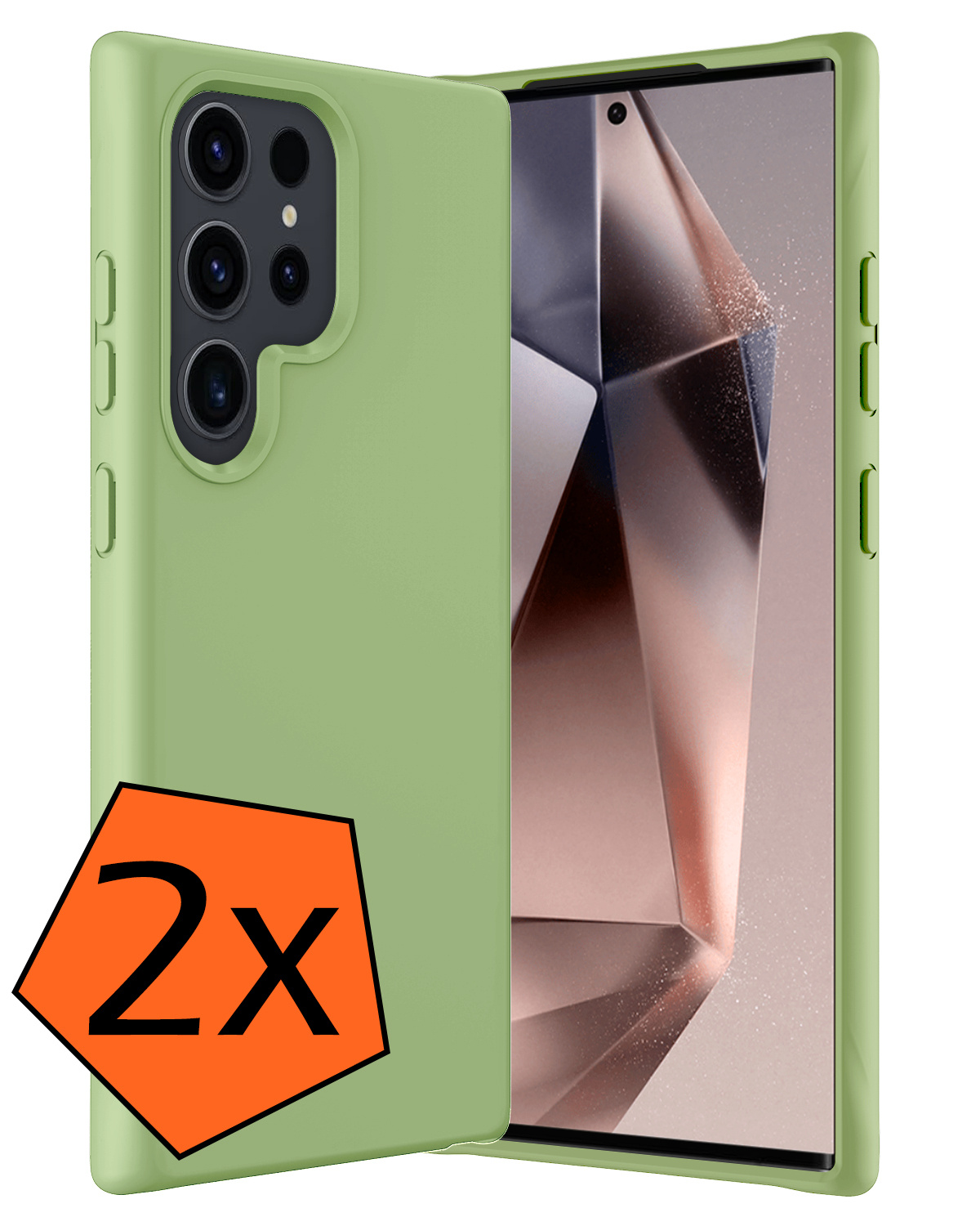 Nomfy Hoesje Geschikt voor Samsung S24 Ultra Hoesje Siliconen Cover Case - Hoes Geschikt voor Samsung Galaxy S24 Ultra Hoes Back Case - 2-PACK - Groen