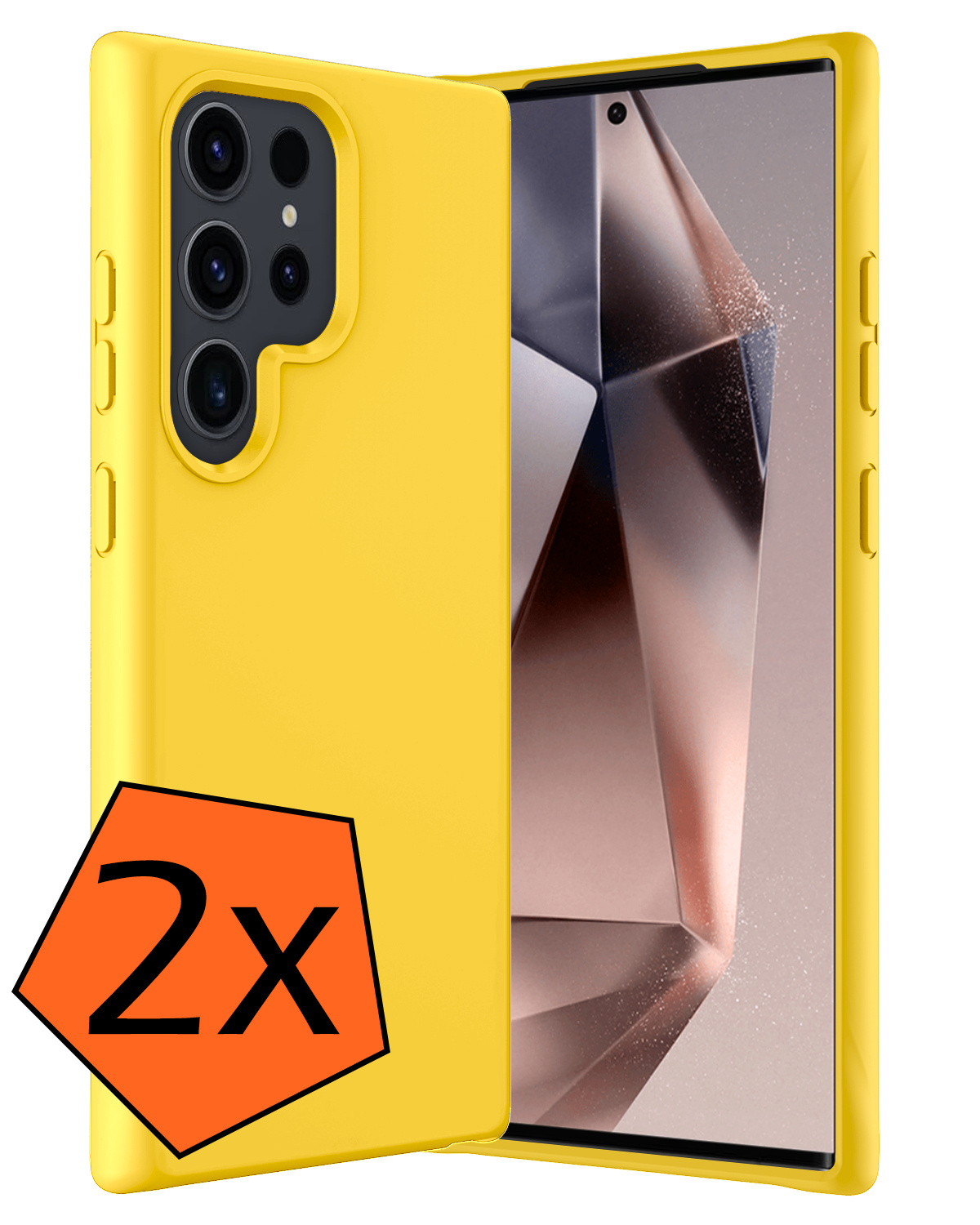 Nomfy Hoesje Geschikt voor Samsung S24 Ultra Hoesje Siliconen Cover Case - Hoes Geschikt voor Samsung Galaxy S24 Ultra Hoes Back Case - 2-PACK - Geel