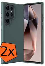 Nomfy Hoesje Geschikt voor Samsung S24 Ultra Hoesje Siliconen Cover Case - Hoes Geschikt voor Samsung Galaxy S24 Ultra Hoes Back Case - 2-PACK - Donkergroen