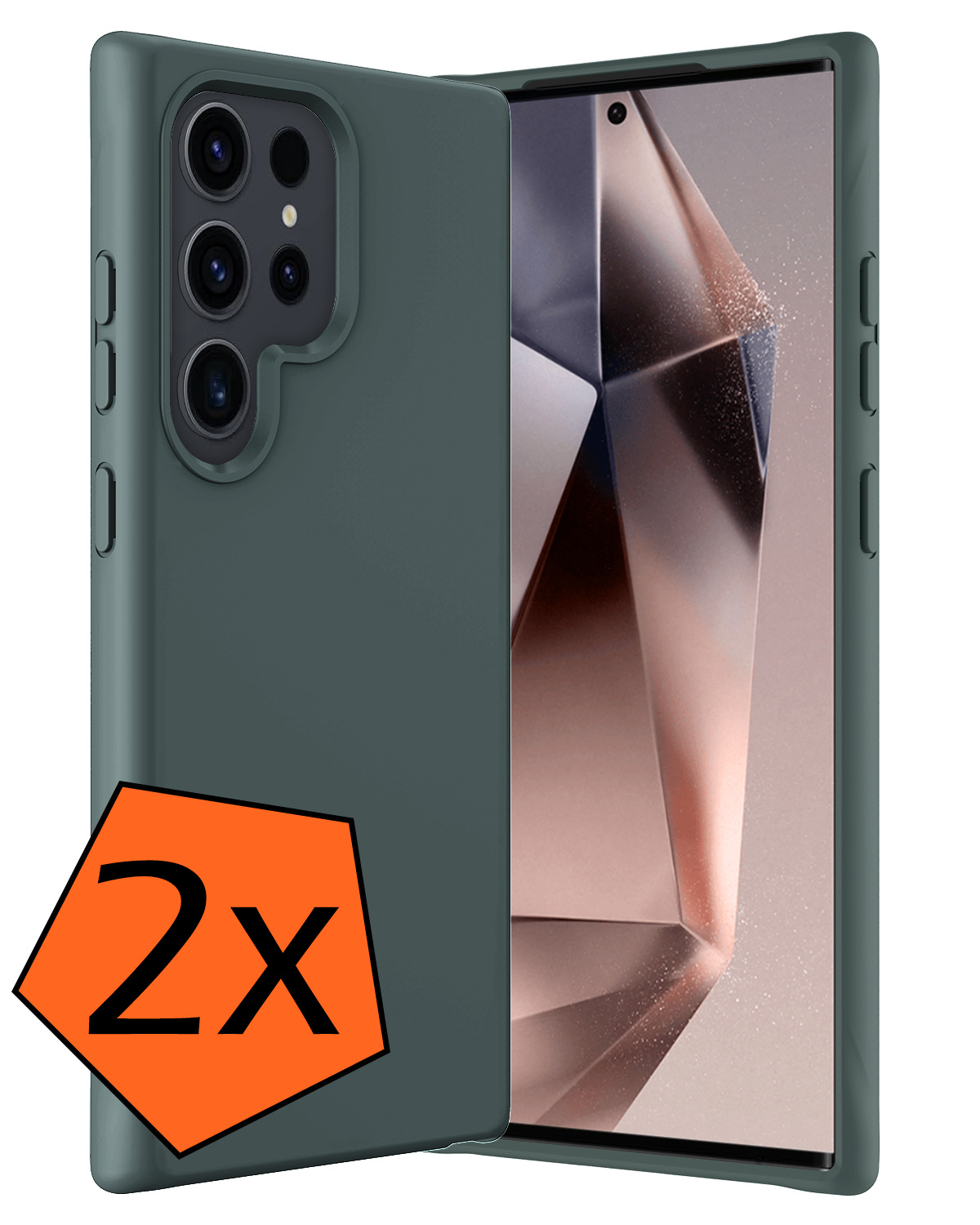 Nomfy Hoesje Geschikt voor Samsung S24 Ultra Hoesje Siliconen Cover Case - Hoes Geschikt voor Samsung Galaxy S24 Ultra Hoes Back Case - 2-PACK - Donkergroen