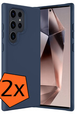Nomfy Hoesje Geschikt voor Samsung S24 Ultra Hoesje Siliconen Cover Case - Hoes Geschikt voor Samsung Galaxy S24 Ultra Hoes Back Case - 2-PACK - Donkerblauw