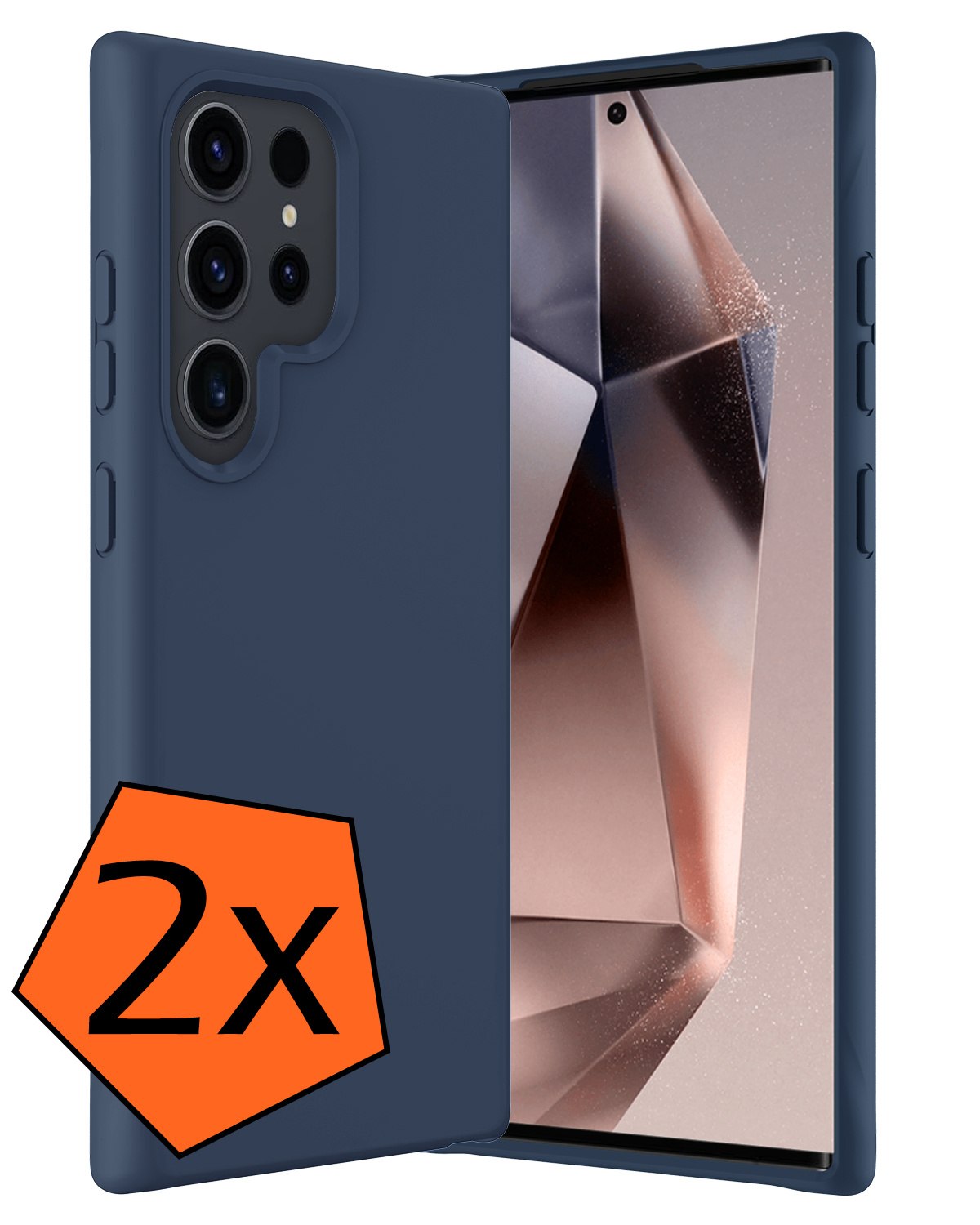Nomfy Hoesje Geschikt voor Samsung S24 Ultra Hoesje Siliconen Cover Case - Hoes Geschikt voor Samsung Galaxy S24 Ultra Hoes Back Case - 2-PACK - Donkerblauw