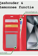 BASEY. Hoes Geschikt voor Samsung S24 Ultra Hoesje Bookcase Hoes Flip Case Book Cover - Hoesje Geschikt voor Samsung Galaxy S24 Ultra Hoes Book Case Hoesje - Rood