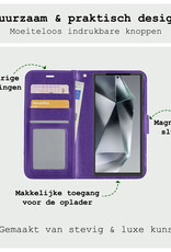 BASEY. Hoes Geschikt voor Samsung S24 Ultra Hoesje Bookcase Hoes Flip Case Book Cover - Hoesje Geschikt voor Samsung Galaxy S24 Ultra Hoes Book Case Hoesje - Paars