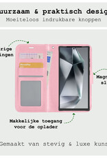 BASEY. Hoes Geschikt voor Samsung S24 Ultra Hoesje Bookcase Hoes Flip Case Book Cover - Hoesje Geschikt voor Samsung Galaxy S24 Ultra Hoes Book Case Hoesje - Lichtroze