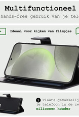 BASEY. Hoes Geschikt voor Samsung S24 Plus Hoesje Bookcase Hoes Flip Case Book Cover - Hoesje Geschikt voor Samsung Galaxy S24 Plus Hoes Book Case Hoesje - Zwart