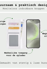 BASEY. Hoes Geschikt voor Samsung S24 Plus Hoesje Bookcase Hoes Flip Case Book Cover - Hoesje Geschikt voor Samsung Galaxy S24 Plus Hoes Book Case Hoesje - Wit