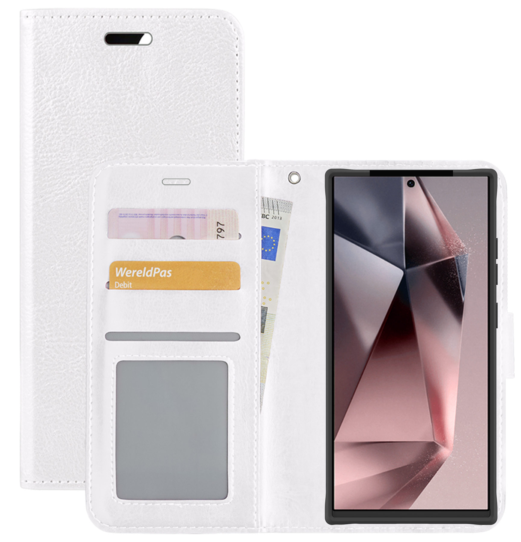 NoXx Hoes Geschikt voor Samsung S24 Ultra Hoesje Book Case Hoes Flip Cover Wallet Bookcase - Wit