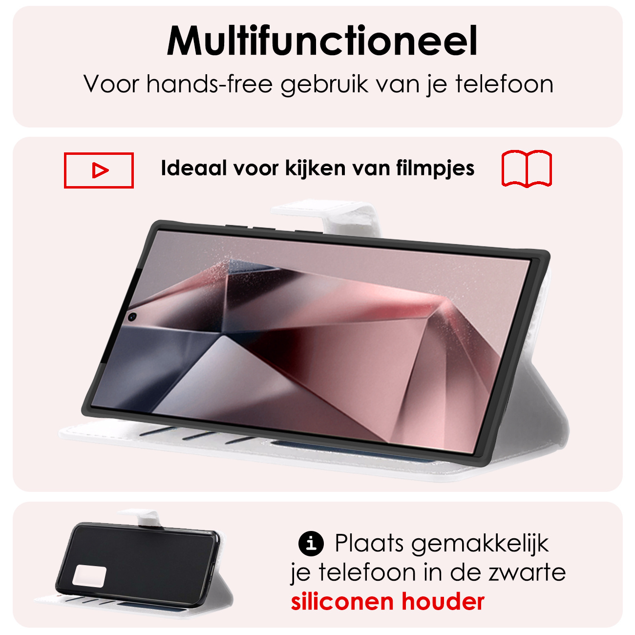 NoXx Hoes Geschikt voor Samsung S24 Ultra Hoesje Book Case Hoes Flip Cover Wallet Bookcase - Wit