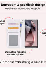 NoXx Hoes Geschikt voor Samsung S24 Ultra Hoesje Book Case Hoes Flip Cover Wallet Bookcase - Wit