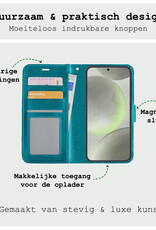 BASEY. Hoes Geschikt voor Samsung S24 Plus Hoesje Bookcase Hoes Flip Case Book Cover - Hoesje Geschikt voor Samsung Galaxy S24 Plus Hoes Book Case Hoesje - Turquoise