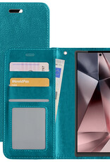 NoXx Hoes Geschikt voor Samsung S24 Ultra Hoesje Book Case Hoes Flip Cover Wallet Bookcase - Turquoise