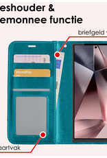 NoXx Hoes Geschikt voor Samsung S24 Ultra Hoesje Book Case Hoes Flip Cover Wallet Bookcase - Turquoise