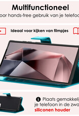 NoXx Hoes Geschikt voor Samsung S24 Ultra Hoesje Book Case Hoes Flip Cover Wallet Bookcase - Turquoise