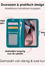 NoXx Hoes Geschikt voor Samsung S24 Ultra Hoesje Book Case Hoes Flip Cover Wallet Bookcase - Turquoise