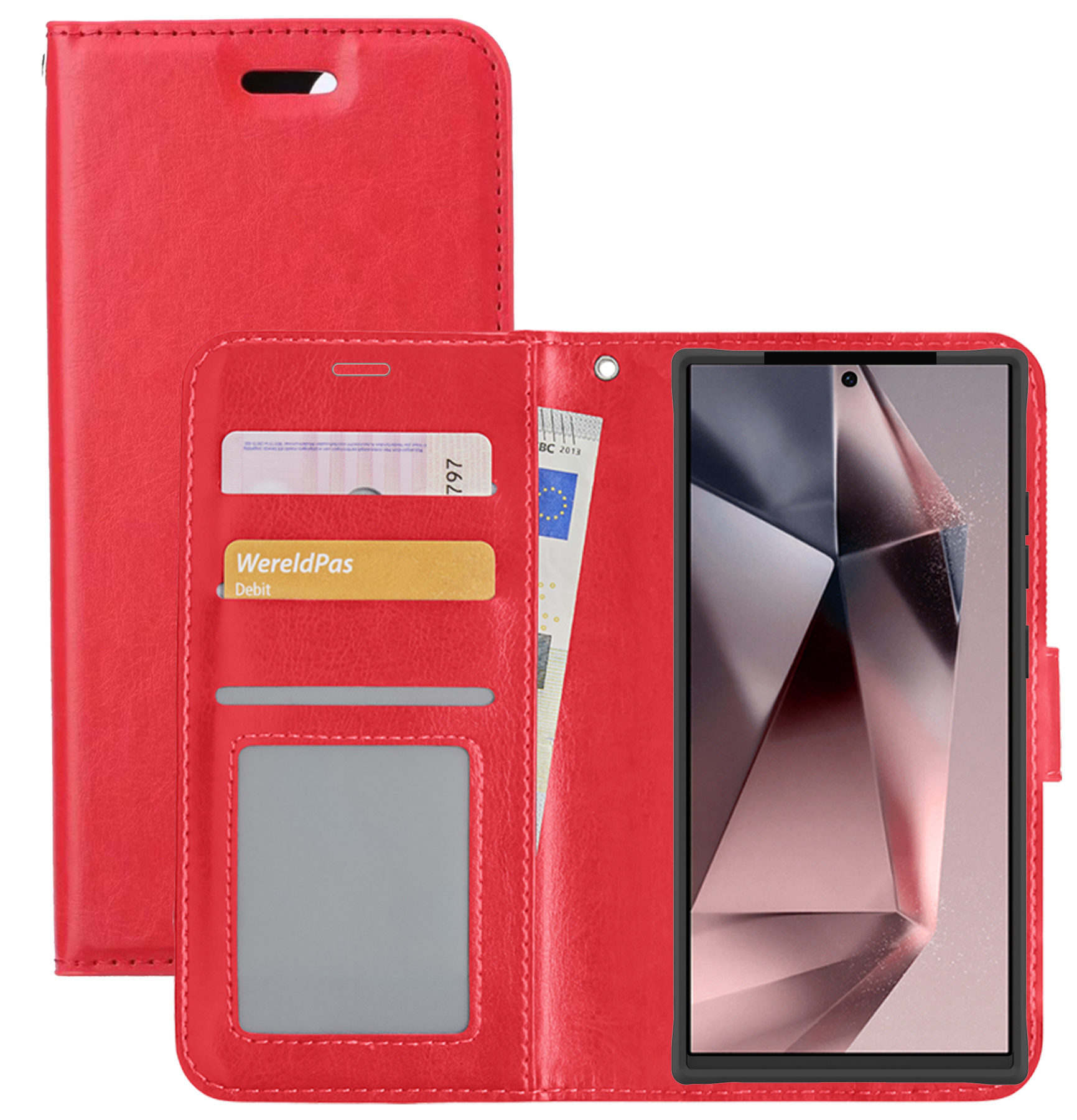 NoXx Hoes Geschikt voor Samsung S24 Ultra Hoesje Book Case Hoes Flip Cover Wallet Bookcase - Rood