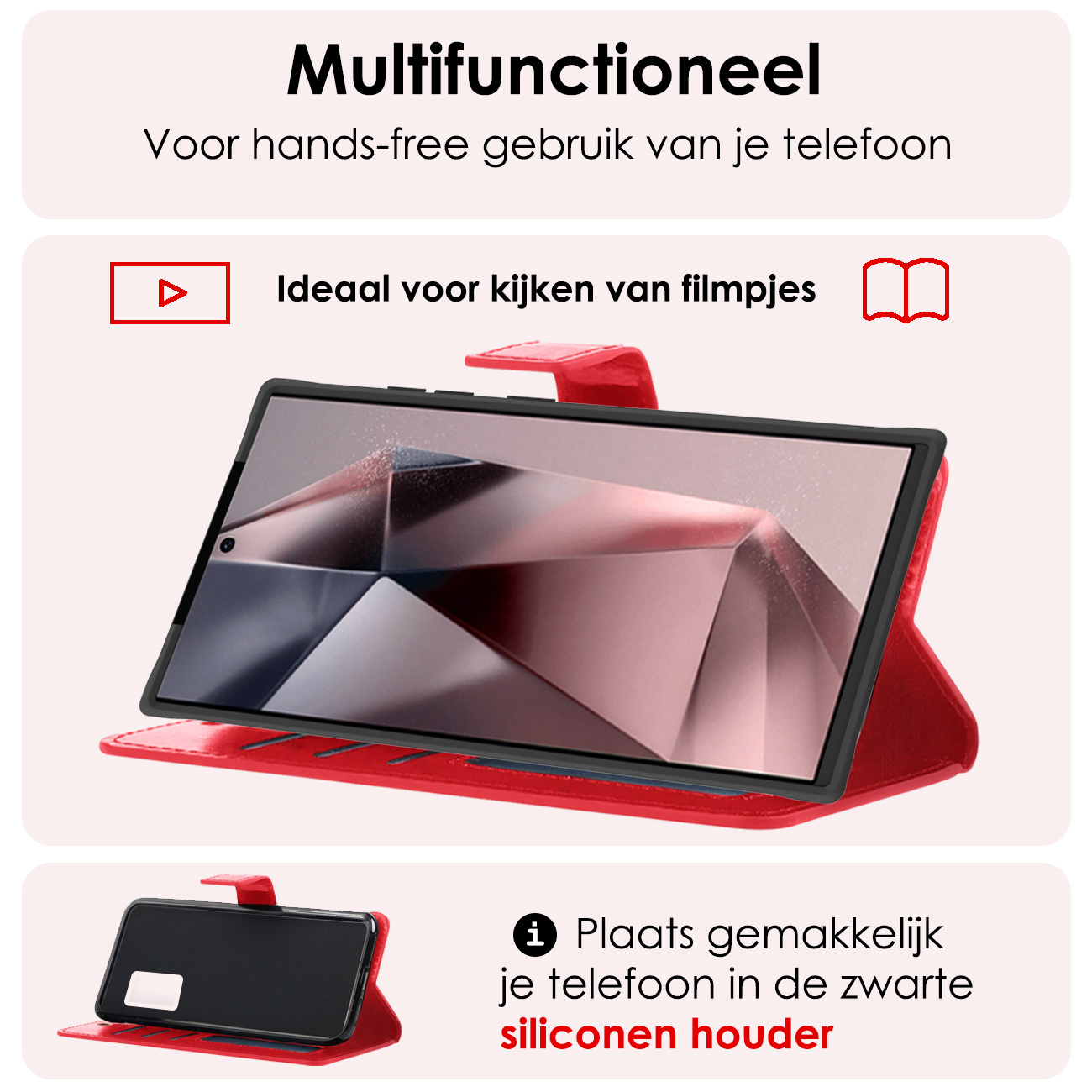 NoXx Hoes Geschikt voor Samsung S24 Ultra Hoesje Book Case Hoes Flip Cover Wallet Bookcase - Rood