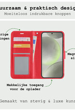 BASEY. Hoes Geschikt voor Samsung S24 Plus Hoesje Bookcase Hoes Flip Case Book Cover - Hoesje Geschikt voor Samsung Galaxy S24 Plus Hoes Book Case Hoesje - Rood