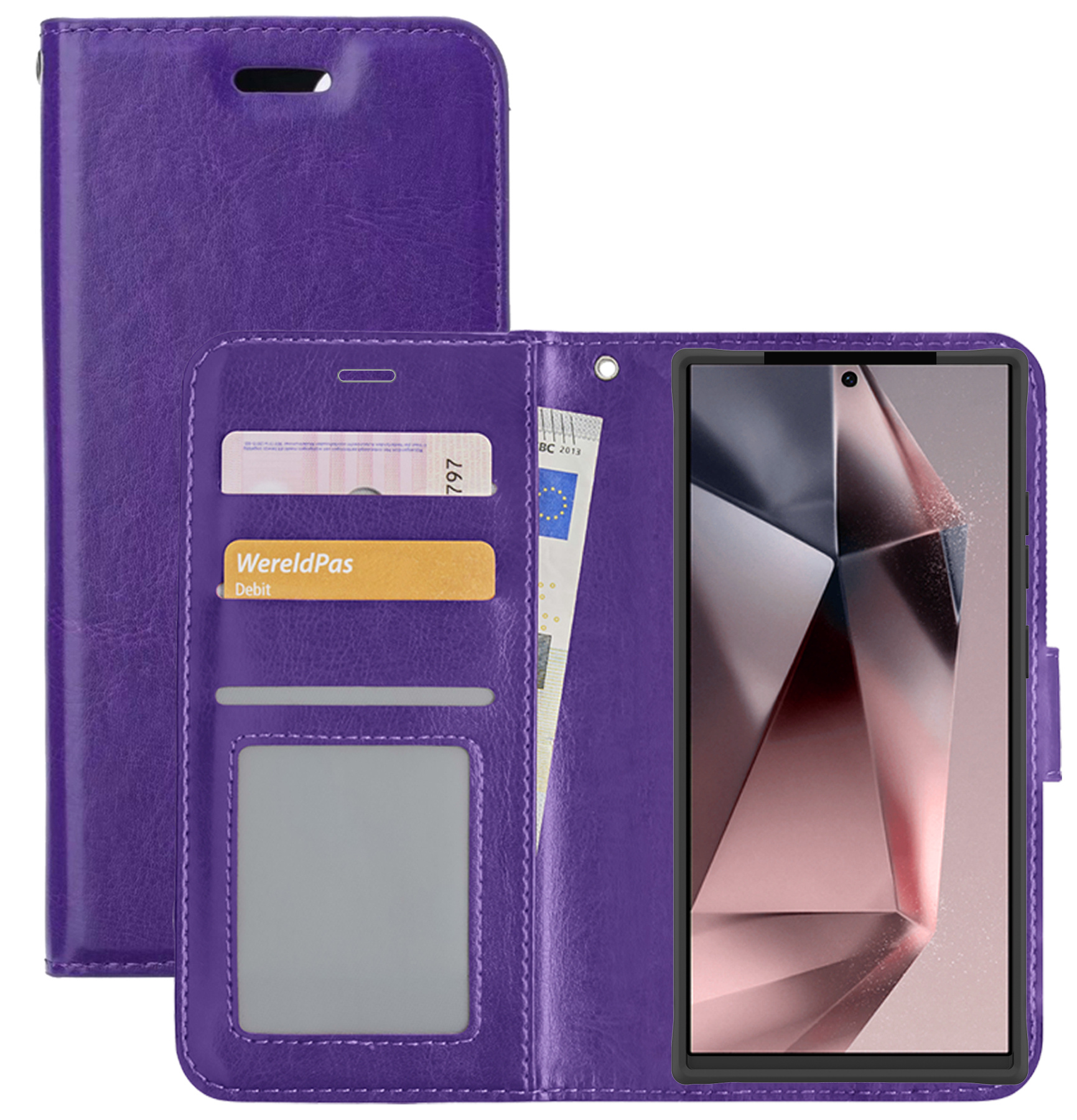 NoXx Hoes Geschikt voor Samsung S24 Ultra Hoesje Book Case Hoes Flip Cover Wallet Bookcase - Paars