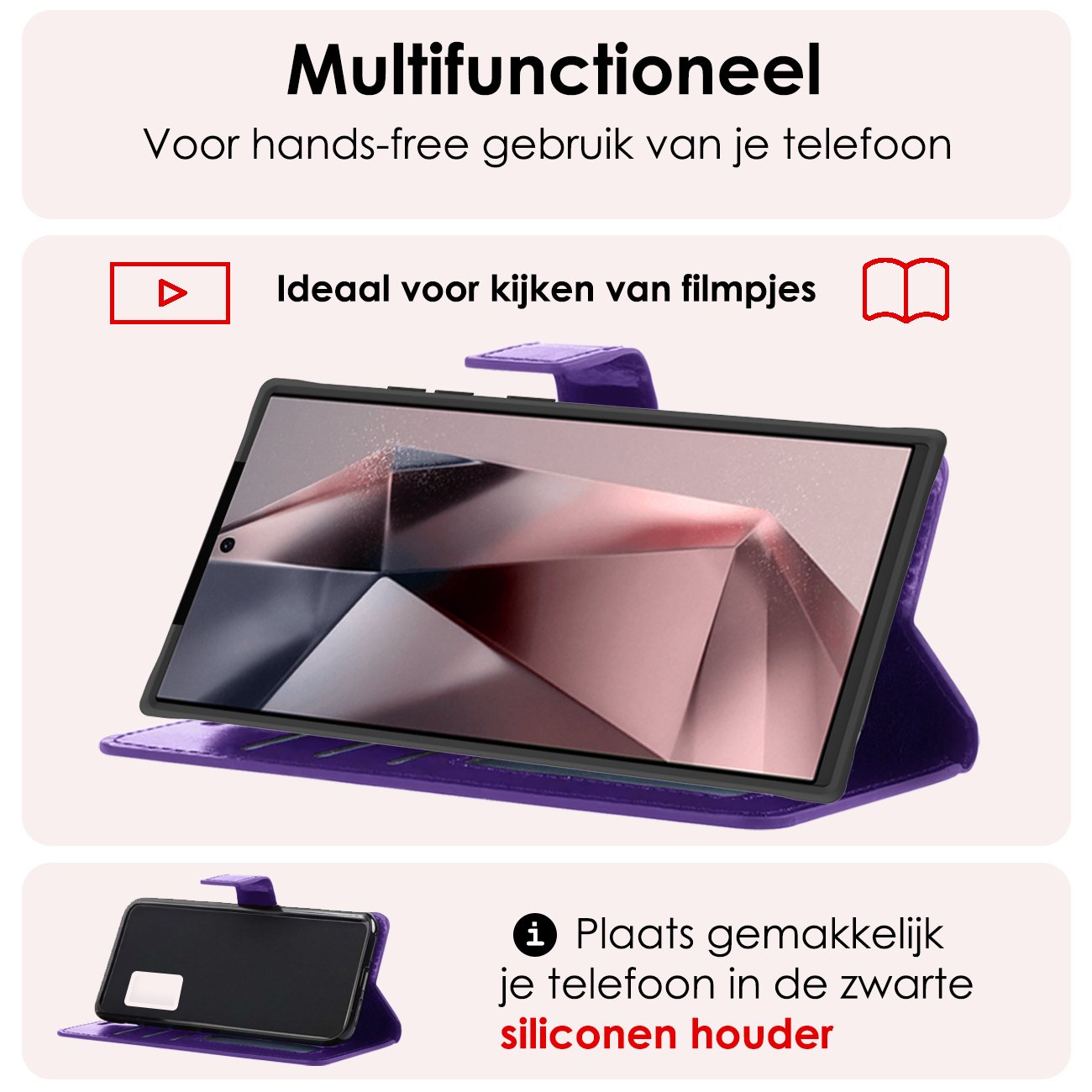 NoXx Hoes Geschikt voor Samsung S24 Ultra Hoesje Book Case Hoes Flip Cover Wallet Bookcase - Paars