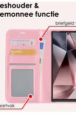 NoXx Hoes Geschikt voor Samsung S24 Ultra Hoesje Book Case Hoes Flip Cover Wallet Bookcase - Lichtroze