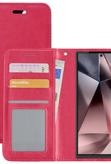 NoXx Hoes Geschikt voor Samsung S24 Ultra Hoesje Book Case Hoes Flip Cover Wallet Bookcase - Donkerroze