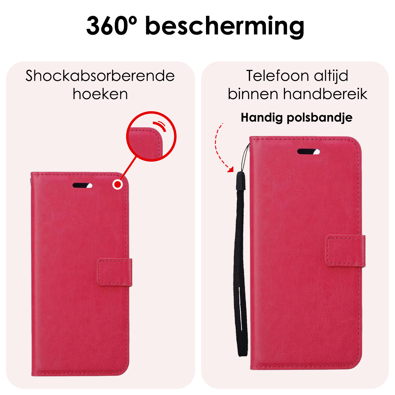 NoXx Hoes Geschikt voor Samsung S24 Ultra Hoesje Book Case Hoes Flip Cover Wallet Bookcase - Donkerroze