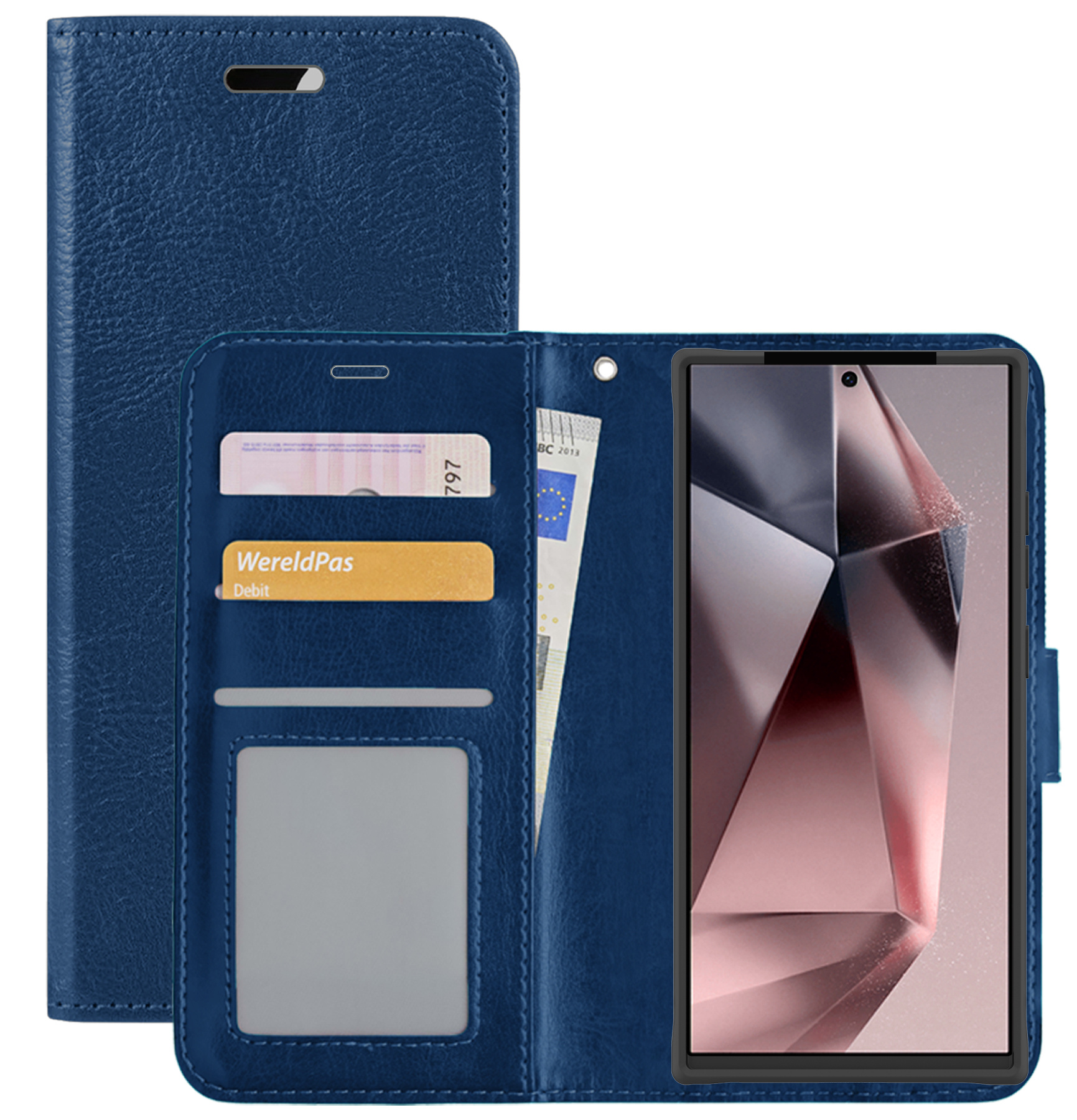 NoXx Hoes Geschikt voor Samsung S24 Ultra Hoesje Book Case Hoes Flip Cover Wallet Bookcase - Donkerblauw