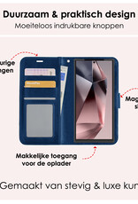 NoXx Hoes Geschikt voor Samsung S24 Ultra Hoesje Book Case Hoes Flip Cover Wallet Bookcase - Donkerblauw