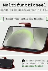 BASEY. Hoes Geschikt voor Samsung S24 Plus Hoesje Bookcase Hoes Flip Case Book Cover - Hoesje Geschikt voor Samsung Galaxy S24 Plus Hoes Book Case Hoesje - Bruin